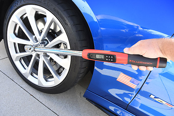 Like any wheel nut for an alumuinum wheel, the McGard locks must be tightened by increments in a star pattern. The "287" shown on our GearWrench Electronic Torque Wrench is actually 28.7 lbs/ft. We torque our 2016 ATS-V wheels nuts in either 3 or 4 passes depending on which wheel nuts are on the car. Image: Author