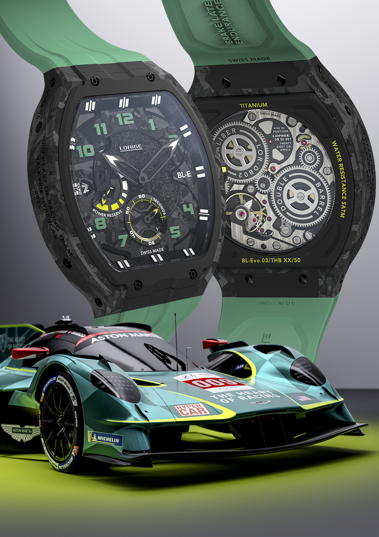 Lorige BL-Evolution Hyperblack with green strap and Heart of Racing Team Valkyrie N. 009 - © L...png