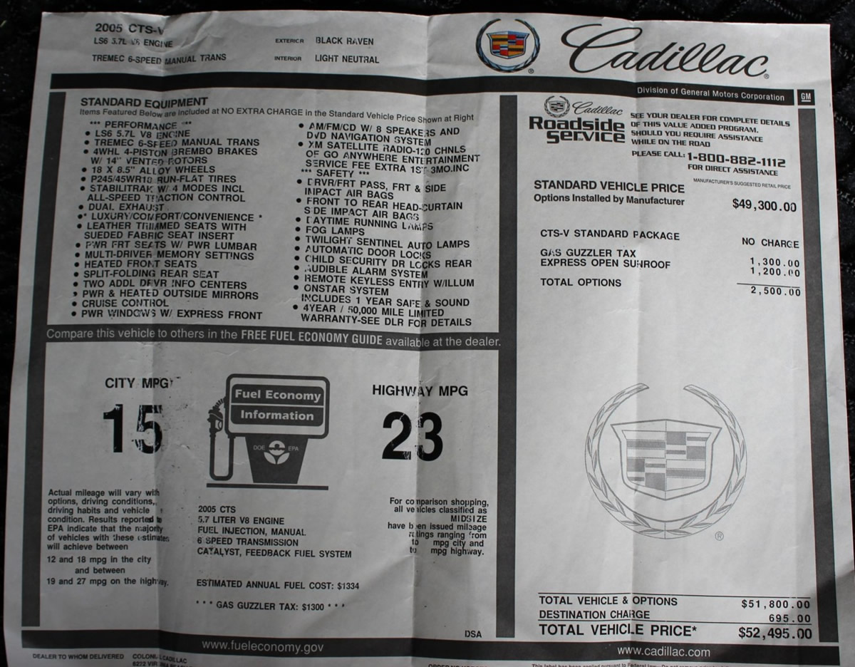 2005 Cadillac CTS-V in Black Raven