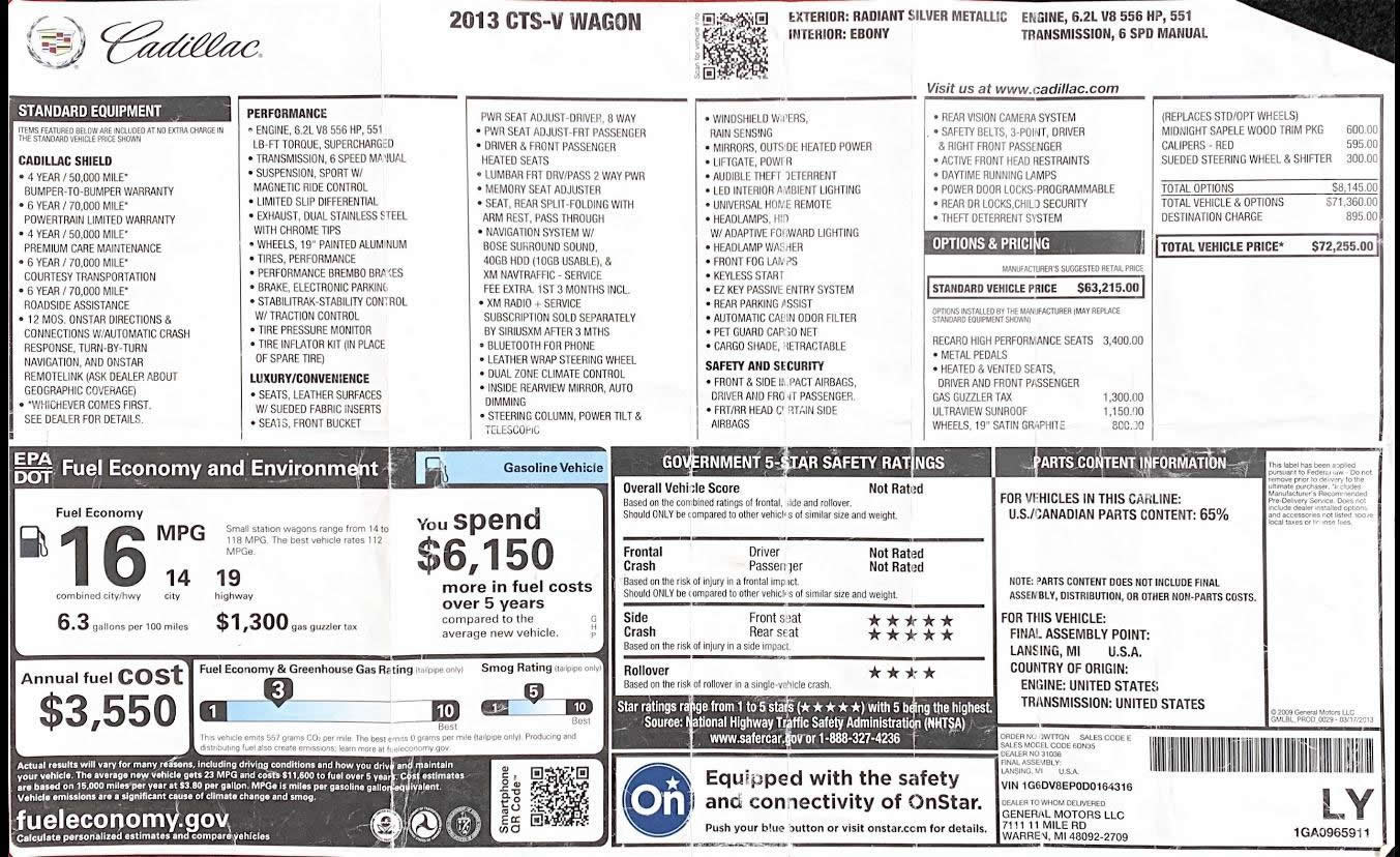 2013 Cadillac CTS-V Wagon in Radiant Silver Metallic