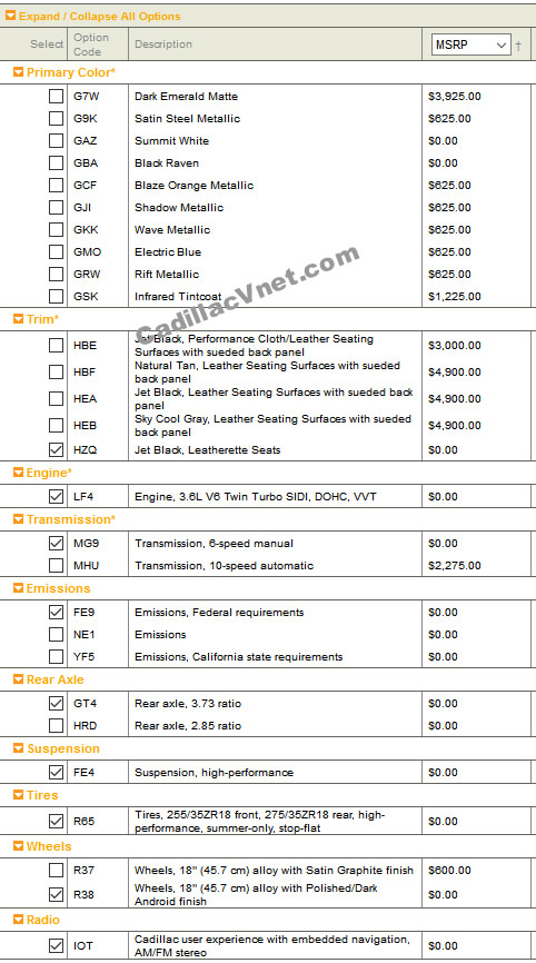 2022 Cadillac CT4-V Blackwing Pricing
