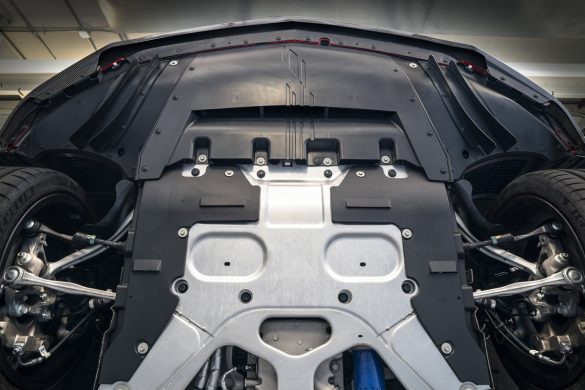 Inspired by the Cadillac DPi-V.R race car, the front underwing of the 2022 CT4-V Blackwing creates a low pressure zone that helps press the car into the road and directs air to cool critical components.