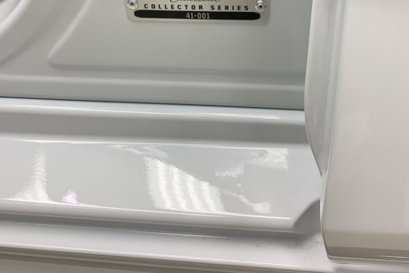 Cadillac is celebrating the first 250 builds of both the CT4-V Blackwing and CT5-V Blackwing by branding these as Collector Series vehicles with two special plates on the sills and B-pillars. Each sill plate features the signature from a member of the Cadillac V-Series team, while the Collector Series plate found on the B-pillar corresponds to the serialized Performance Steering Wheel on each car.